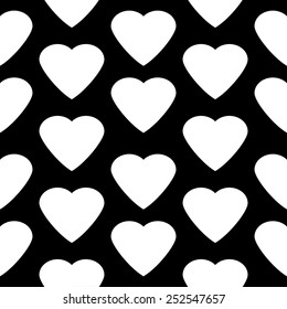 Love heart seamless pattern on black background.