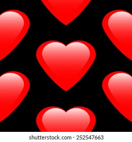 Love heart seamless pattern on black background.