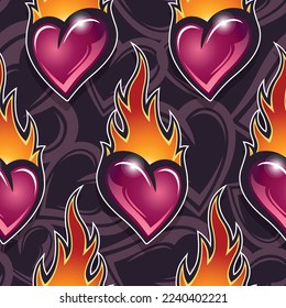 Love heart seamless pattern vector art graphic for print, Valentine's day wrapping paper, postcard, wallpaper and textile design.