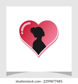 Love Heart Shape With Beautiful Woman Silhouette