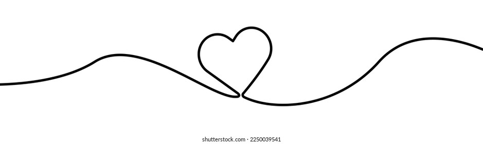 Love Heart shape drawing by continuos line, thin line design vector illustration