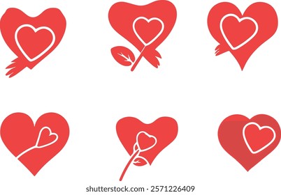Love heart shape flat illustration vector 