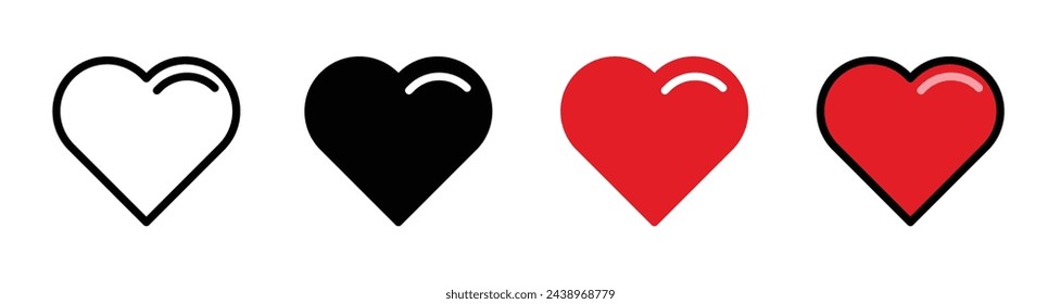 Love Heart Shape Icon. Simple Linear Valentine's Symbol. Romantic Emotion Vector.