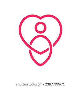 love heart shape line modern minimal geometric simple with people clean flat logo design vector icon illustration