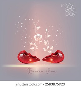 Love Heart Shape Mesh Illustration for purpose of  3D Broken Love shape 
