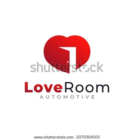 Love or Heart Shape with Negative Red Door Icon Logo Design Template Element