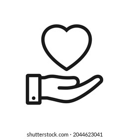 Love or heart shape on hand icon design isolated on white background. Vector illustration