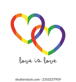 El amor es amor con forma de corazón en el Mes del Orgullo con bandera de orgullo o colores arcoiris, aislados en fondo blanco, ilustración vectorial EPS 10