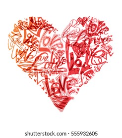 Love heart shape scribble written symbol. 