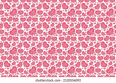 Love, Heart Shape and Valentine Seamless pattern and background for wedding and valentines day or for  greeting and invitation