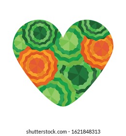 Love heart shape vector icon, Green and Orange