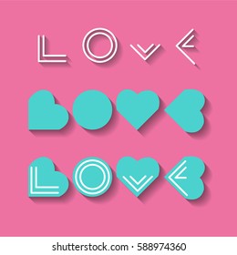 LOVE in heart shape. Vector illustration.
