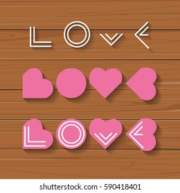 LOVE in heart shape. Vector illustration.