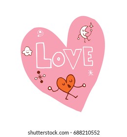 Love heart shaped design with hand lettering