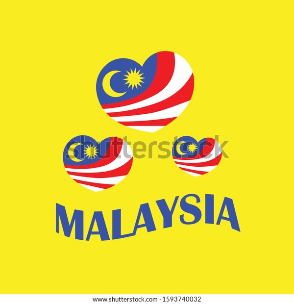 Love Heart Shaped Malaysia Flag Logo Stock Vector Royalty Free 1593740032