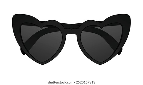 Love Heart Shaped Sunglasses For Women Girls Sunglasses, Black Eyewear, Glasses Design Isolated In White Background, Realistic Fashion Vector