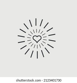 Love heart shine vector icon illustration sign