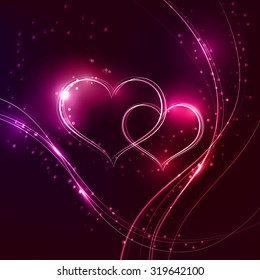 Love heart shining. Happy Valentines background.