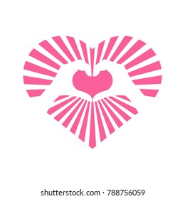 Love Heart Shinning Stripe Hand Gesture Vector Illustration Graphic Design