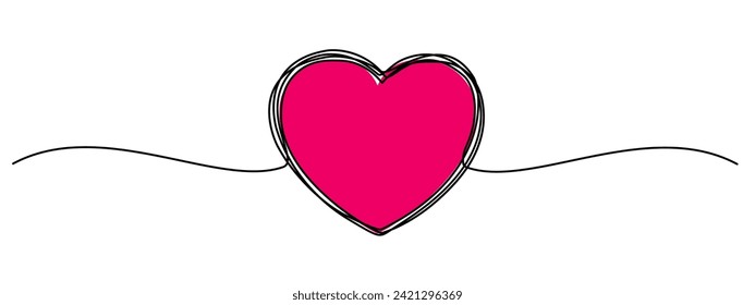 Love heart sign, drawn heart in thin line isolated for greeting invitation, wedding love, valentines, women, mother day, pregnant, birthday or charity - stock vector