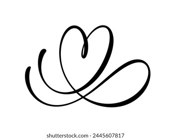 Love heart sign. Hand drawn calligraphy sign.