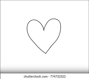 Love Heart Sign .  - Illustration, Hand Drawn,Heart Shape, Ink, Single Line,Greeting