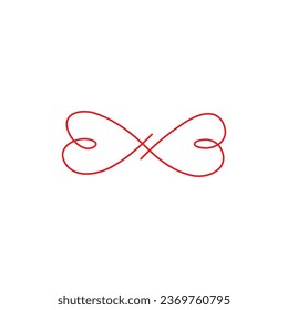 Love heart In the sign of infinity. Sign on postcard to Valentines day, wedding print. Vector calligraphy and lettering illustration isolated on a white background