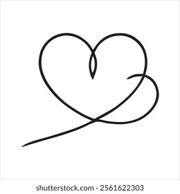 Love heart In the sign of infinity. Vector calligraphy and lettering illustration isolated on a white background