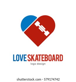 LOVE HEART SKATE BOARD SKATEBOARD LOGO ICON SYMBOL