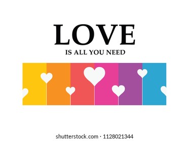 Love heart slogan rainbow