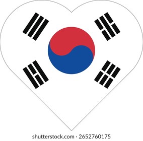 Love Heart South Korea Flag Asian Country