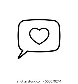 love heart, speech bubble, dialog box icon on white background 