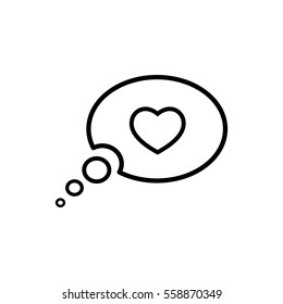 love heart, speech bubble, dialog box icon on white background 