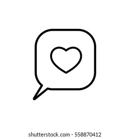 love heart, speech bubble, dialog box icon on white background 
