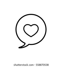 love heart, speech bubble, dialog box icon on white background 