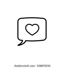 love heart, speech bubble, dialog box icon on white background 
