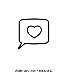 love heart, speech bubble, dialog box icon on white background 