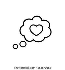 love heart, speech bubble, dialog box icon on white background 