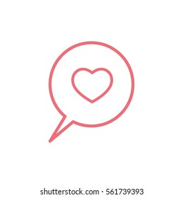 love heart, speech bubble, dialog box icon on white background 