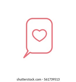 love heart, speech bubble, dialog box icon on white background 