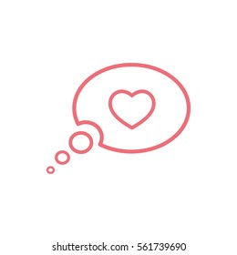 love heart, speech bubble, dialog box icon on white background 