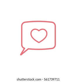 love heart, speech bubble, dialog box icon on white background 