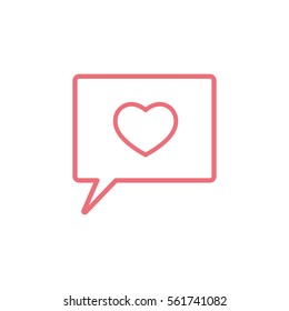 love heart, speech bubble, dialog box icon on white background 