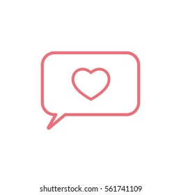 love heart, speech bubble, dialog box icon on white background 