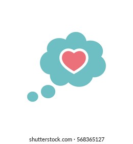 love heart, speech bubble, dialog box icon on white background 