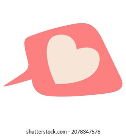 Love heart speech bubble icon. Flat style icons with love hearts inside message bubble. Logo icon, symbol of love message. Valentine design element. Isolated flat vector image