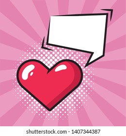 love heart speech bubble pop art elements  vector illustration
