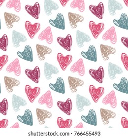 Love heart. St. Valentine's day. Vector illustration of seamless pattern.