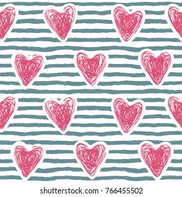 Love heart. St. Valentine's day. Vector illustration of seamless pattern.