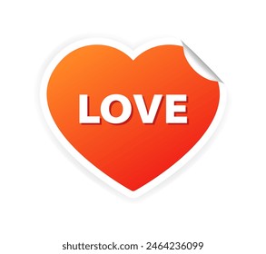 Love Heart Sticker Icon. Flat Style. Vector icon